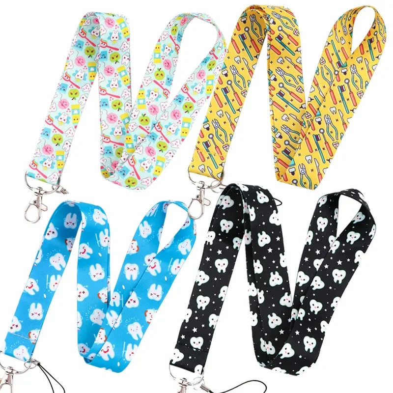 

5/10/50Pcs Dentist Mobile Straps DIY Hang Rope Lanyards Hanging Neck Rope iPhone Tooth Shape ID Card Badge Holder Dentistry