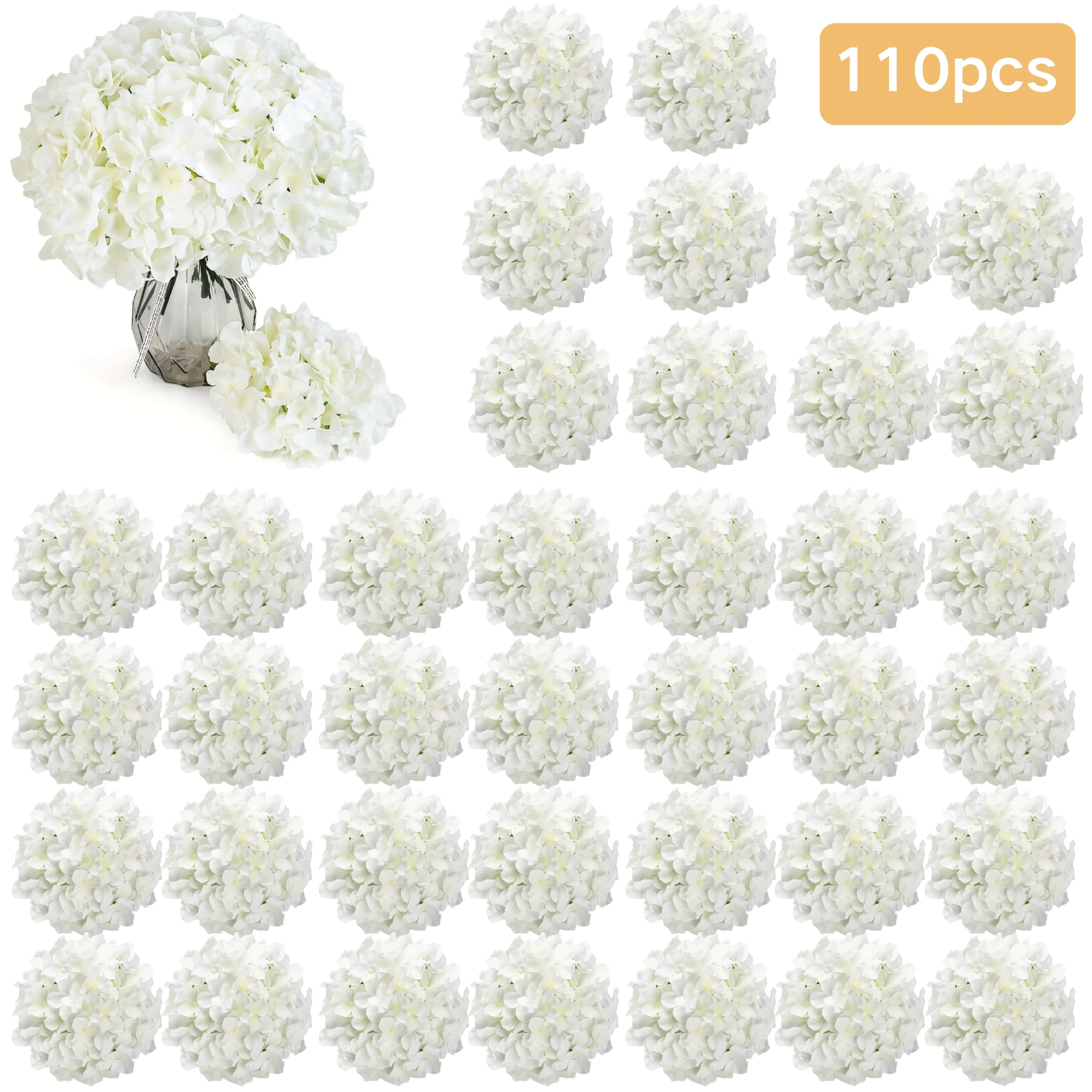 110pcs of white hydrangea heads (with wire), Best for Christmas
