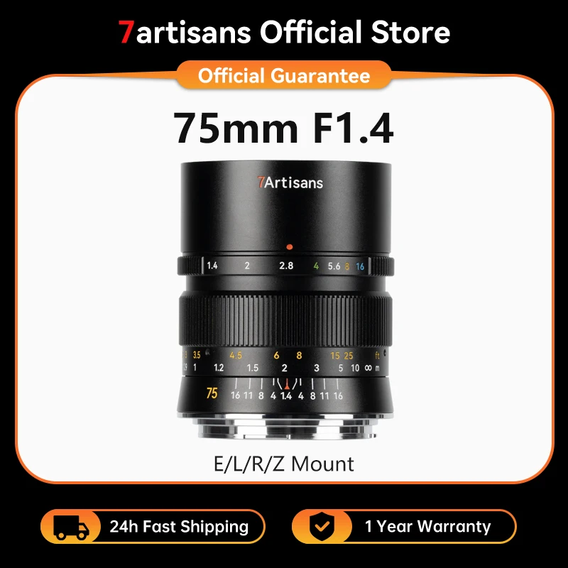 7artisans 75 mm F1.4 Vollformat-Handfokus-Porträt-Prime-Objektivkamera mit großer Blende für Sony E Canon R Nikon Z L-Mount