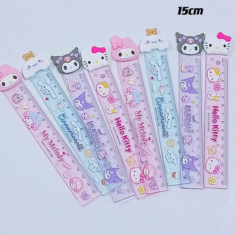 1 Stuks Cartoon Liniaal Mijn Melodie Cinnamoroll Cartoon Kinderen Studenten 15Cm Liniaal Kawaii Briefpapier Cadeau