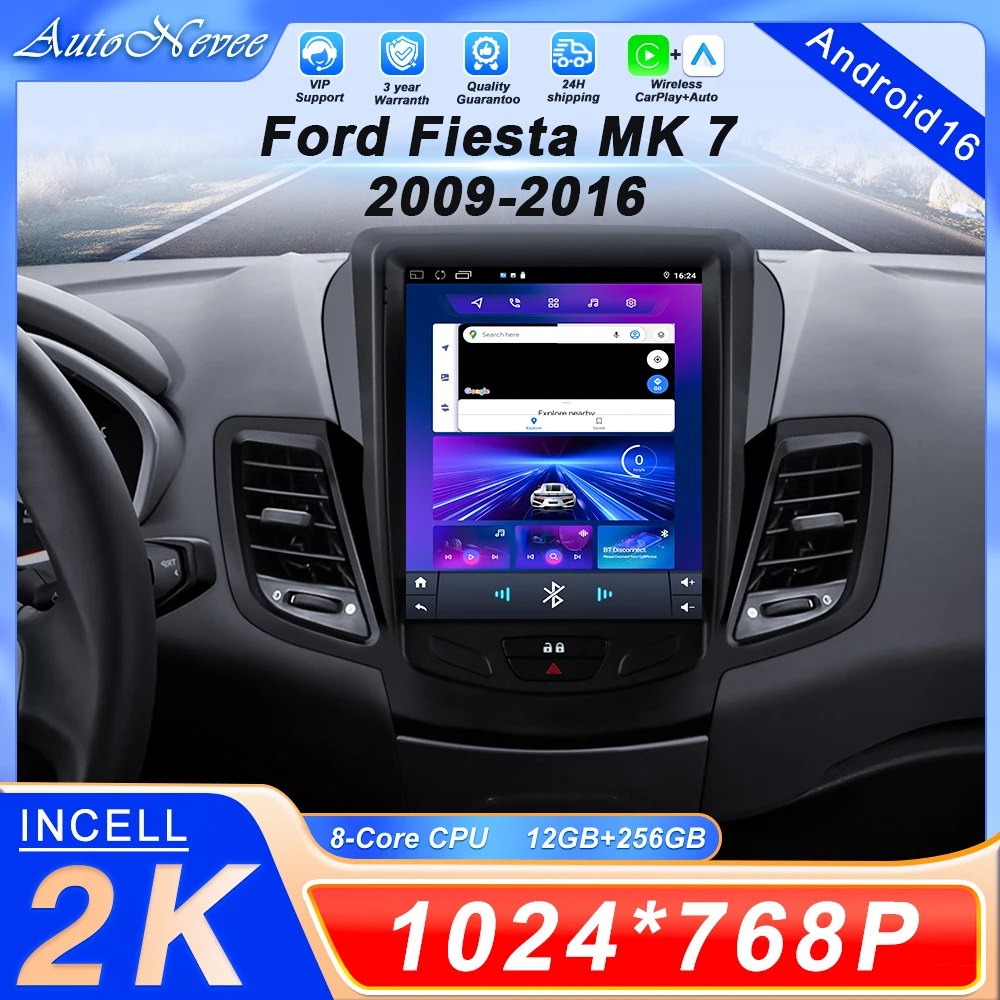9,7 pulgadas Android 16 para Ford Fiesta MK 7 2009-2016 coche Auto Radio reproductor de vídeo Multimedia navegación estéreo 4G BT WIFI estéreo GPS