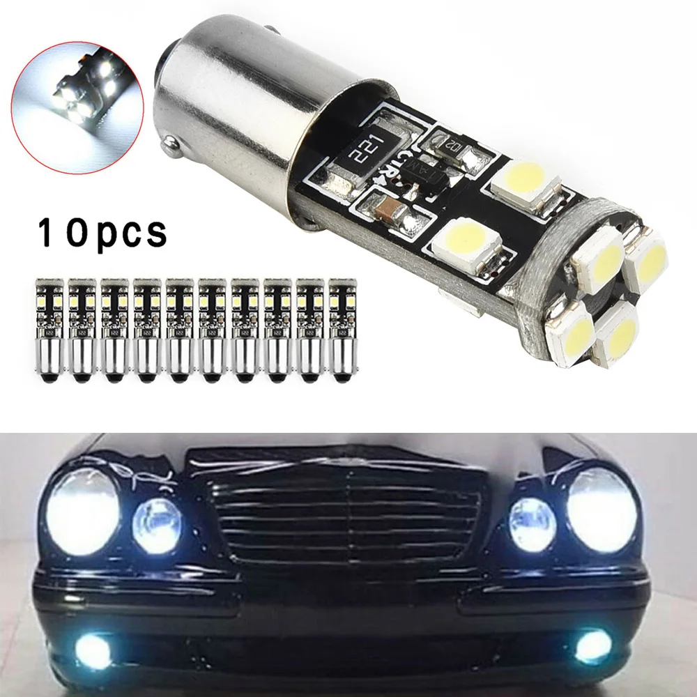 

10Pcs 6000K 8LED Car Error-Free Parking Light Bulb For Mercedes-Benz W210 E55 BA9S H6w Break Light Car Accessories