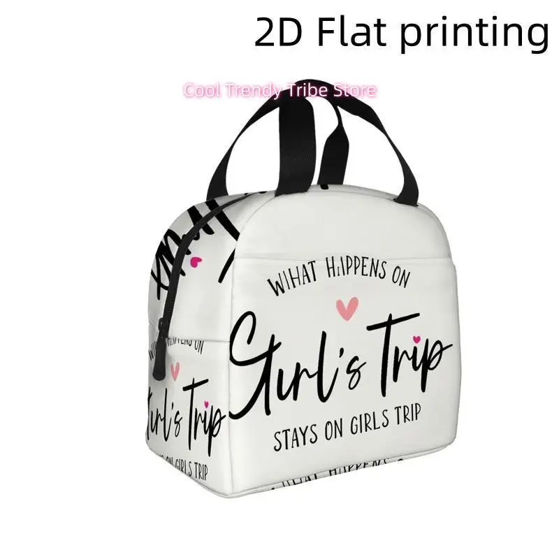 1pc, Girls' Trip Fun and Secrets Stay Private Printed Insulated Cooler Bag - Reusable Portable Hot/Cold Bag for Home, Office, Pi