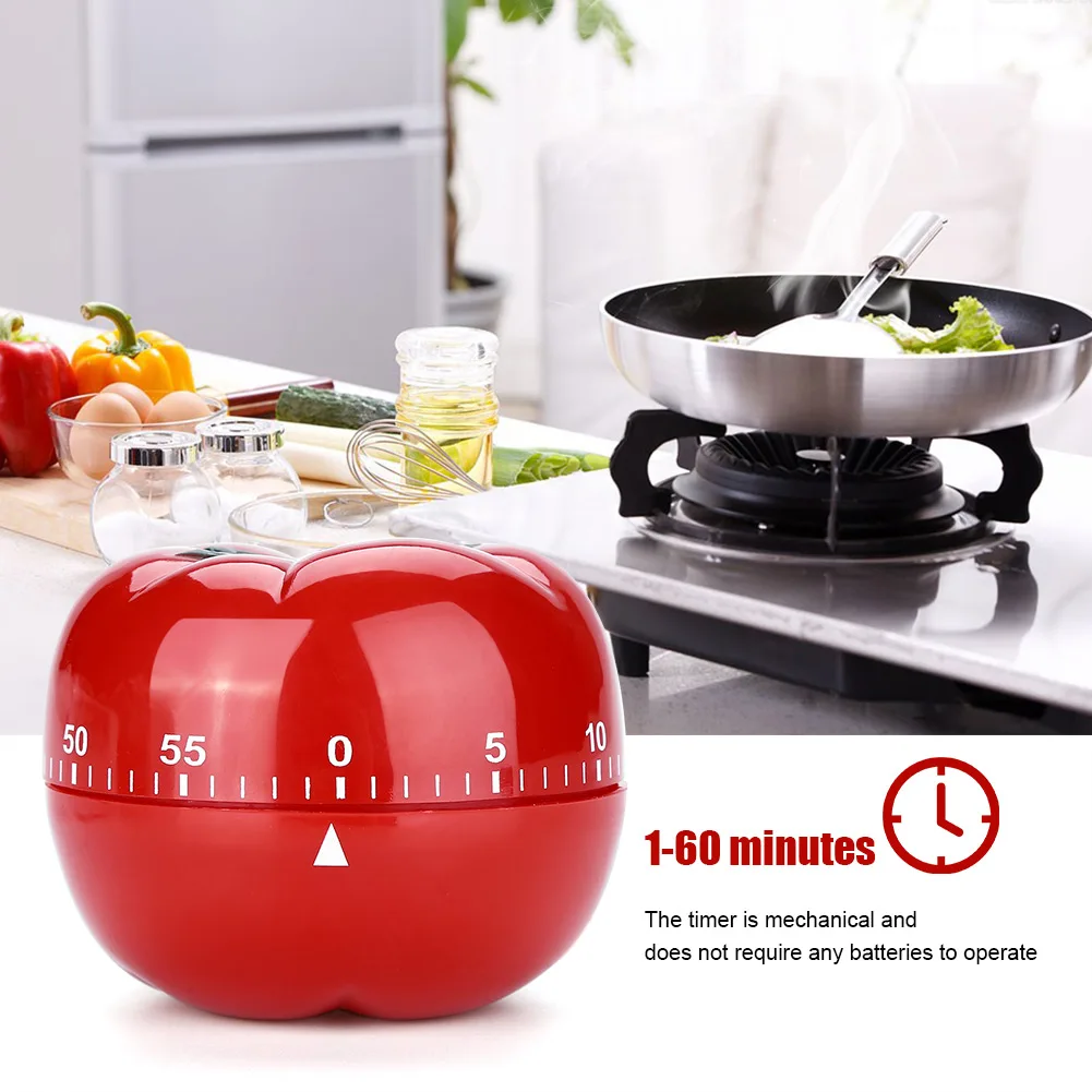 Mechanical Cooking Timer Mechanical Timer Tomato Shaped Mechanical 60 Minutes Countdown Timer Kitchen Cooking & Baking Helper