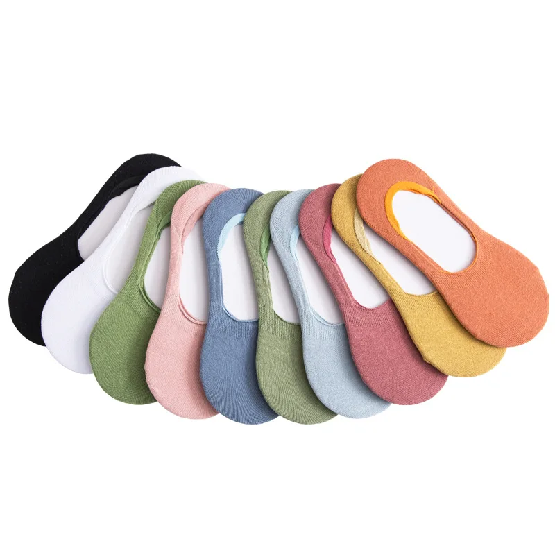 

5 Pairs Low Cut Boat Sock Female Cotton Casual Thin Invisible Sock Set Socks Women Silicone Non Slip Summer Solid Ladies Sox New