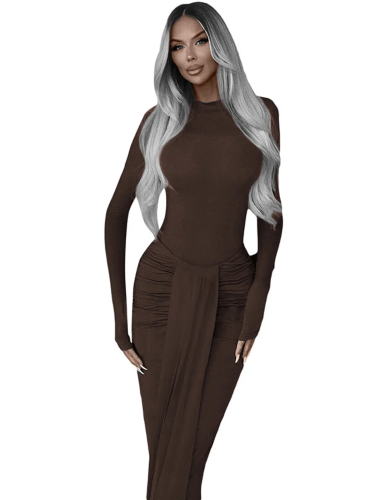 High Ne Long Sve Slim Fit Jumpsuit Women's Faion Ensemble One-Piece Suit Ele Workwear Student orm Alternative