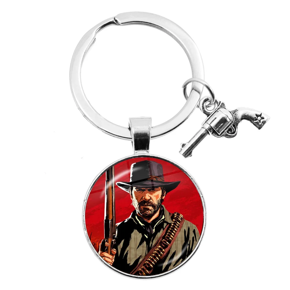 Game Red Dead Redemption Revolver Keyring Game Fans Gift Backpack Pendant Van der Linde Gang Arthur Morgan John Maston