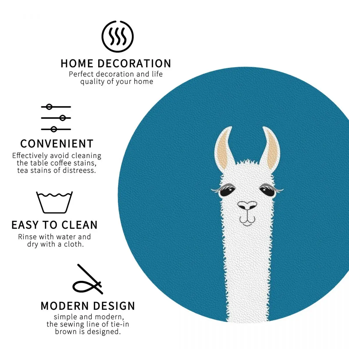 Llama Alpaca Animal Coasters Kitchen Placemats Waterproof Insulation Cup Coffee Mats For Decor Home Tableware Pads Set of 4