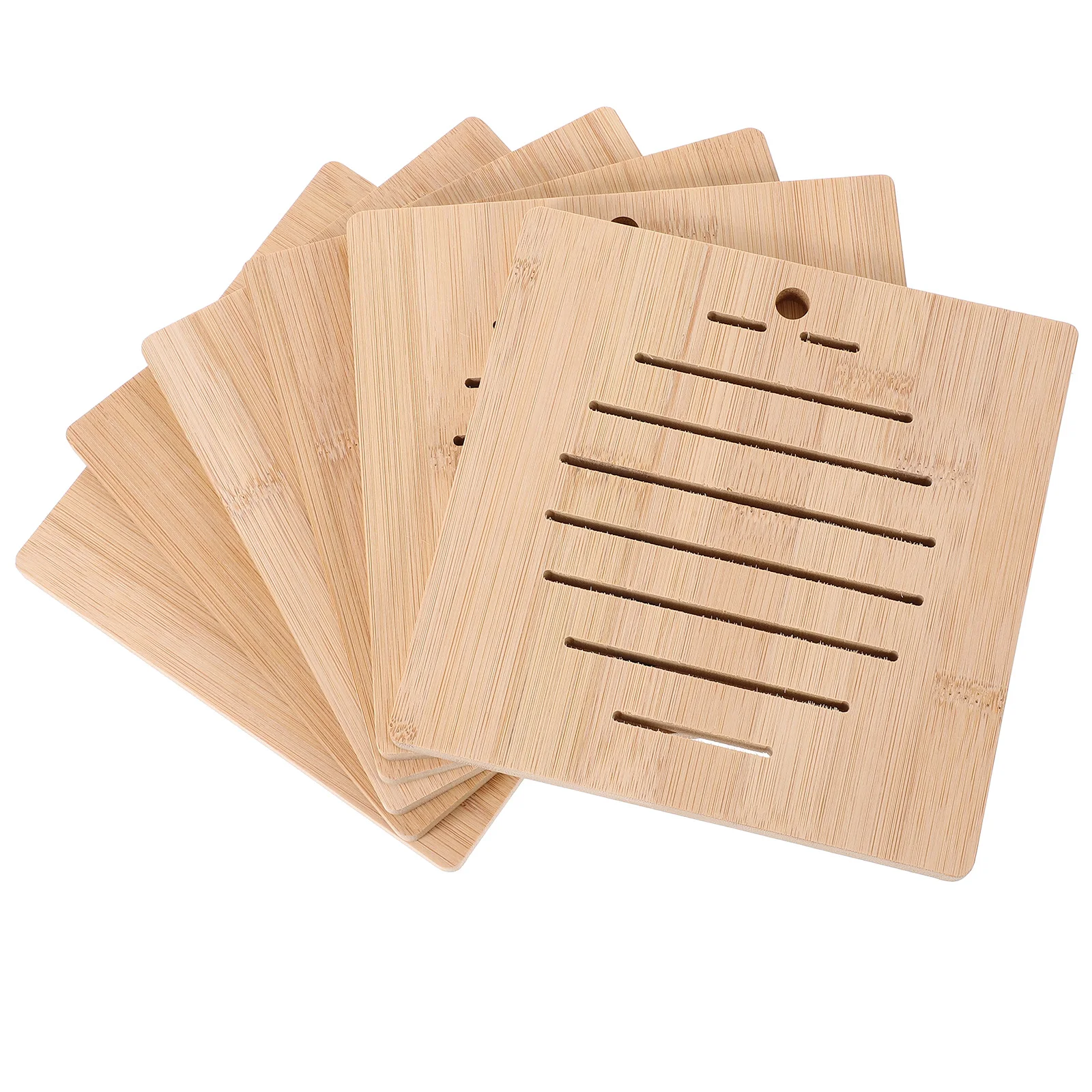 

6 Pcs Anti-slip Pot Mats Bamboo Placemats Dining Table Decor Kitchen Household Coasters Heat-insulated