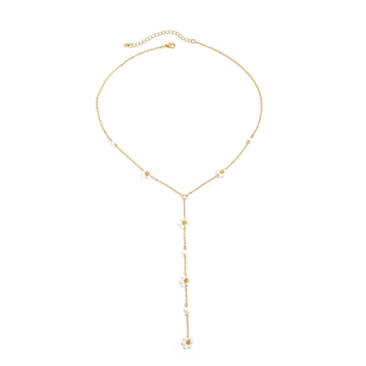 Salircon 2025 Yshaped تقليد اللؤلؤ زهرة صغيرة قلادة المرأة شرابة طويلة CCB عقد من اللؤلؤ أنيقة Y2K مجوهرات هدية الزفاف #5