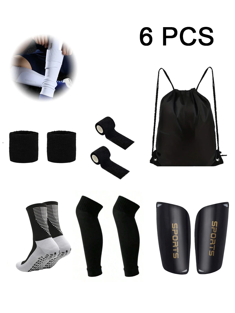 

Набор из 6 предметов для мужчин и женщин, нескользящие футбольные носки, спортивные повязки на открытом воздухе, сумка для мяча, защита ног, эластичный чехол для ног, защита запястья