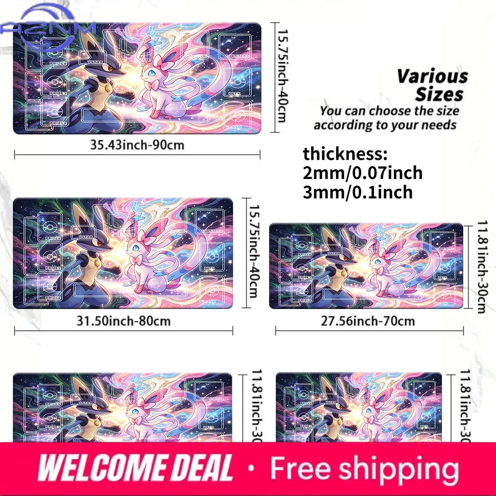 

Pokemon Lucario & Sylveon Cosmic TCG Playmat Card Game Mat Desk Pad Large Mouse Pad Multiple Sizes Non-slip