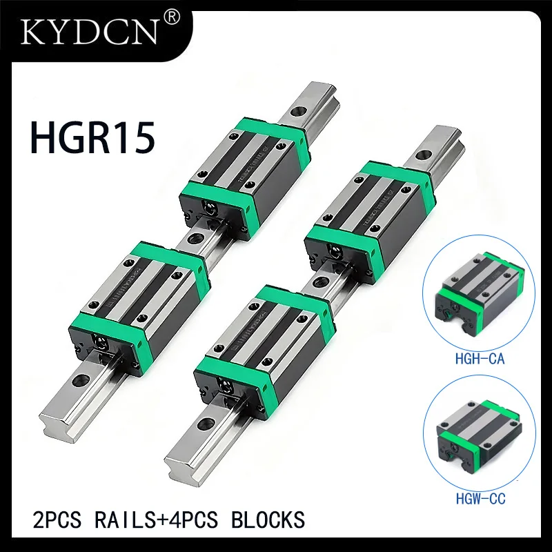 HGR15 Linear Rail Guide HGH15CA HGW15CC Linear Bearing Shaft 200 400 500 600 800 1000 1450mm Rod for Woodworking CNC Parts