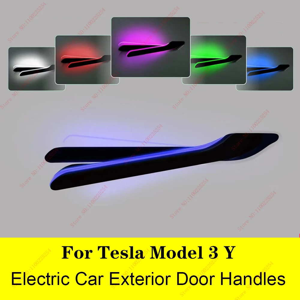 Smart Electric Car Exterior Door Handles for Tesla Model 3 Y 2020 2021 Automatically Open Handle with LED Welcome Light