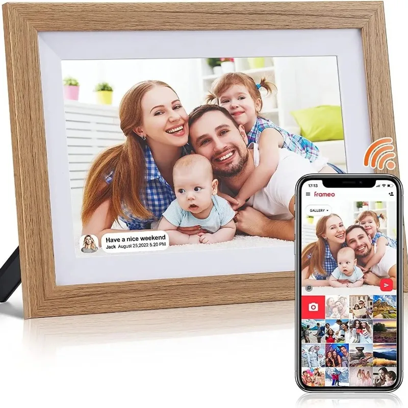 Frameo 10.1 Inch Digital Picture Frame，WiFi Electronic Frame，1280 * 800IPS HD Cloud Smart Digital Photo Frame,32GB Storage, Wall