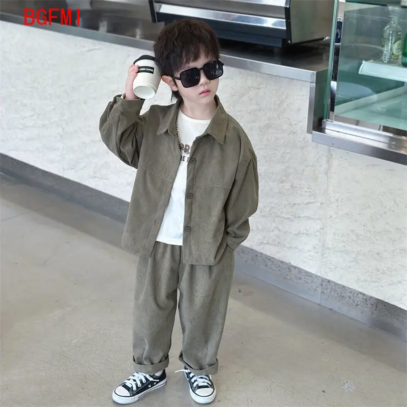 2-10Y الكورية ملابس الأطفال الفتيان ربيع الخريف موضة مجموعات غير رسمية جديد الاطفال طويلة الأكمام رقيقة سروال قصير سترة بانت 2 قطعة مجموعة #5