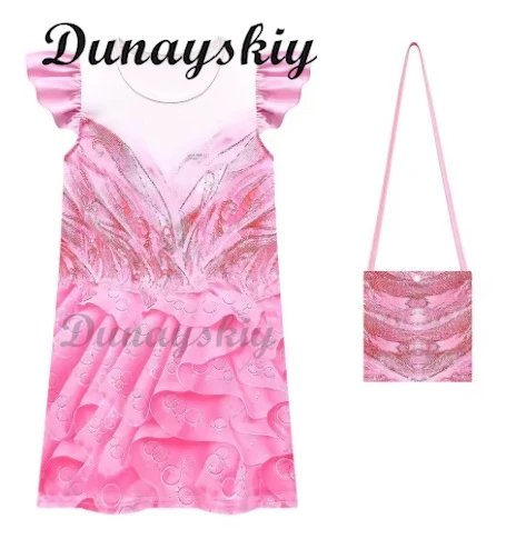 Розовое платье с летающими рукавами из фильма «Злой Глинда», комплекты костюмов для косплея для детей, девочек, Хэллоуин, карнавал, вечеринка, сценическая одежда, ролевая игра