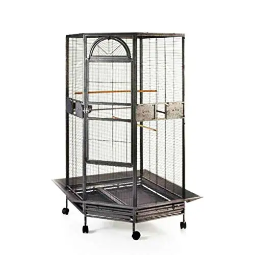 Corner Bird Cage for Cockatiel Parakeet Black and White New (Black)