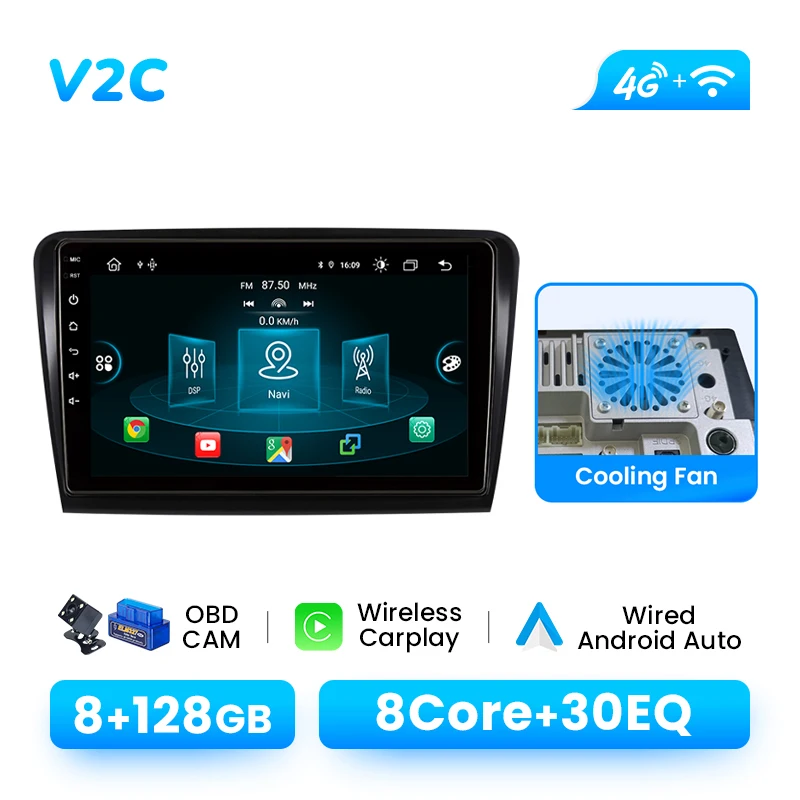 1280*720P IPS Draadloze CarPlay Android 14 Autoradio Speler Voor Skoda Superb 2 2008-2015 8Core Multimedia GPS 4G Wifi DSP RDS