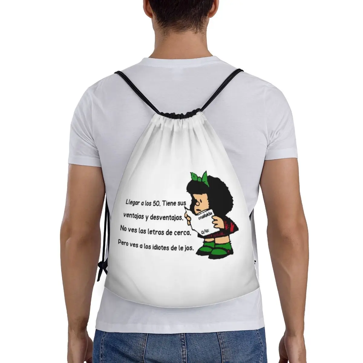 

Quino Comic Cartoon Mafalda Backpacks Casual Portable Drawstring Bags Sports Bag Book Bags For Man Woman School