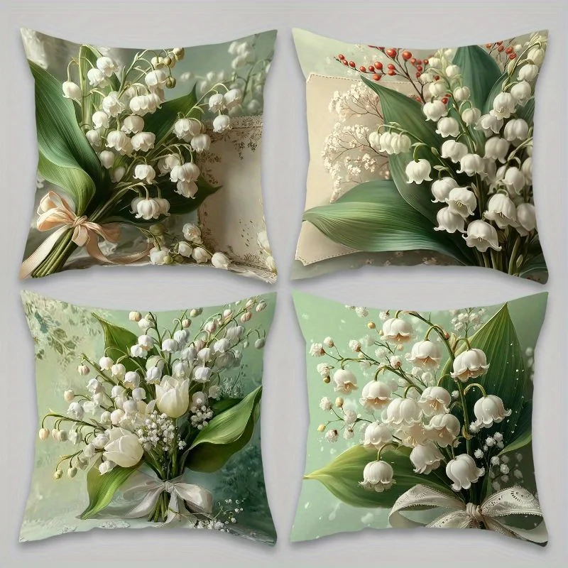 

Наволочка с простым зеленым растительным принтом, цифровая печать, короткий плюш, подходит для гостиных, спален, диванов, декоративных подушек.