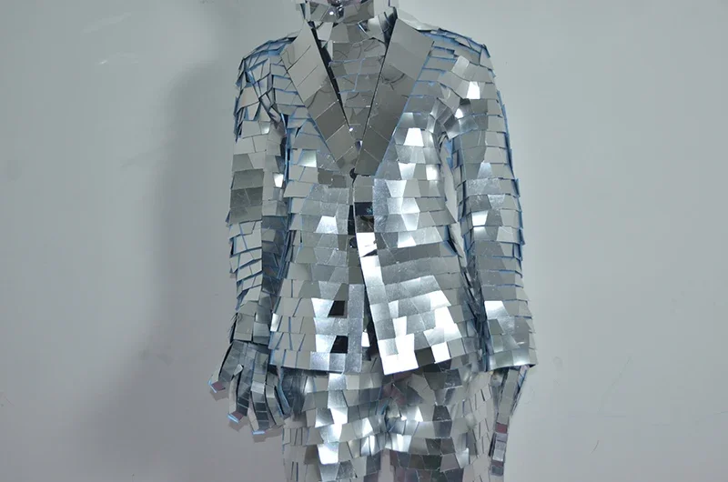 Conjunto de espejo reflectante para hombre, traje de baile para actuación