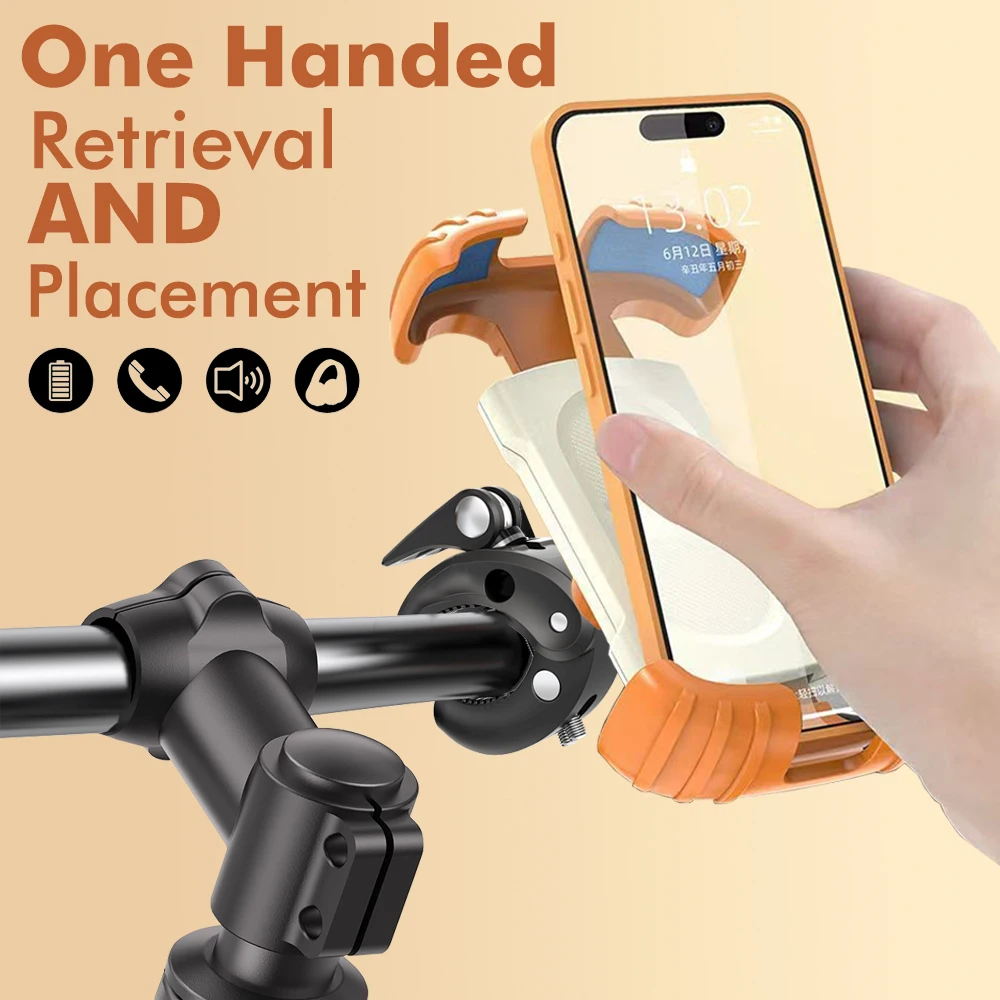 Road Mountain Bike Motorcycle Handlebar Phone Holder 360° Rotating Adjustable Cycling Cell Phone Holder Navigation Bracket