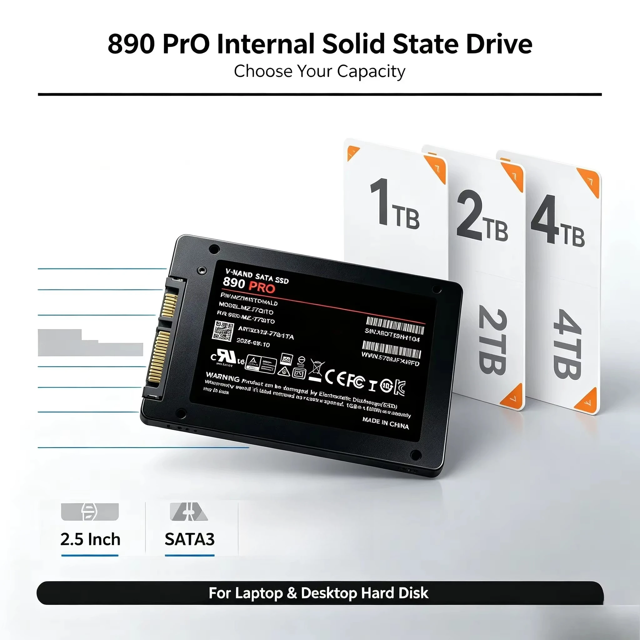 2026 NEW 890 PRO Solid State Drive  Internal SATA3 SSD 500GB-4TB 2.5 Inch Hard Disk Solid State Drive for Laptop Desktop