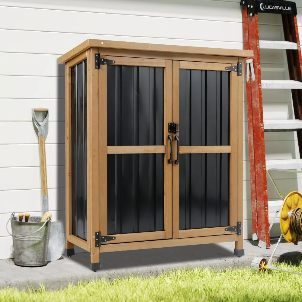 

Outdoor waterproof storage cabinet with shelves, lockable storage box, courtyard swimming pool garden storage room