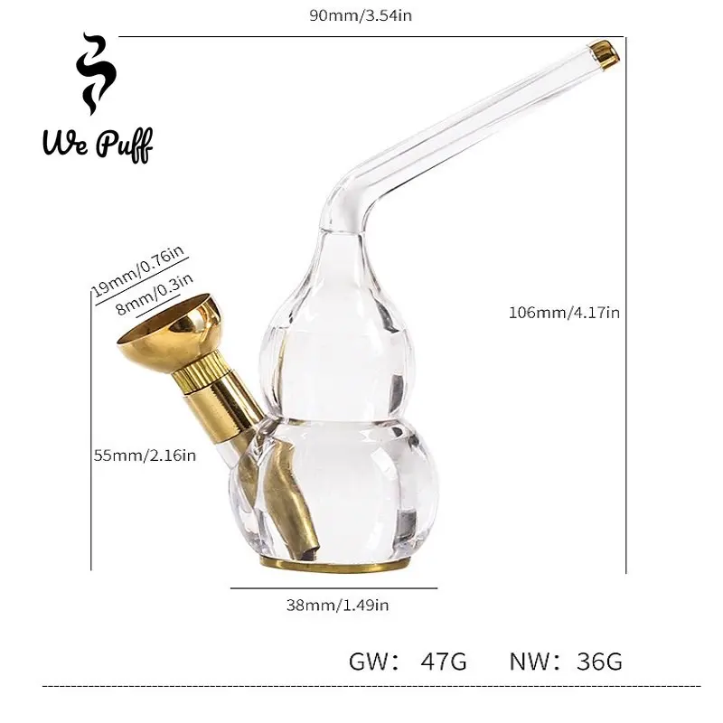 WE PUFF Cigarettes Tobacco Filter Hookah Set Transparent Shisha Water Pot for Smoking with Brass Chicha Bowl Mouthpiece