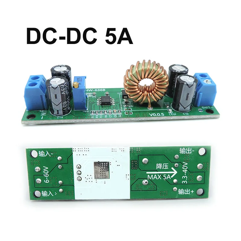 DC-DC 5A Adjustable 60V 48V 36V 24V to 30V 24V 12V 3.3V Car Charger Regulator Step Down Buck Converter Power Supply Module