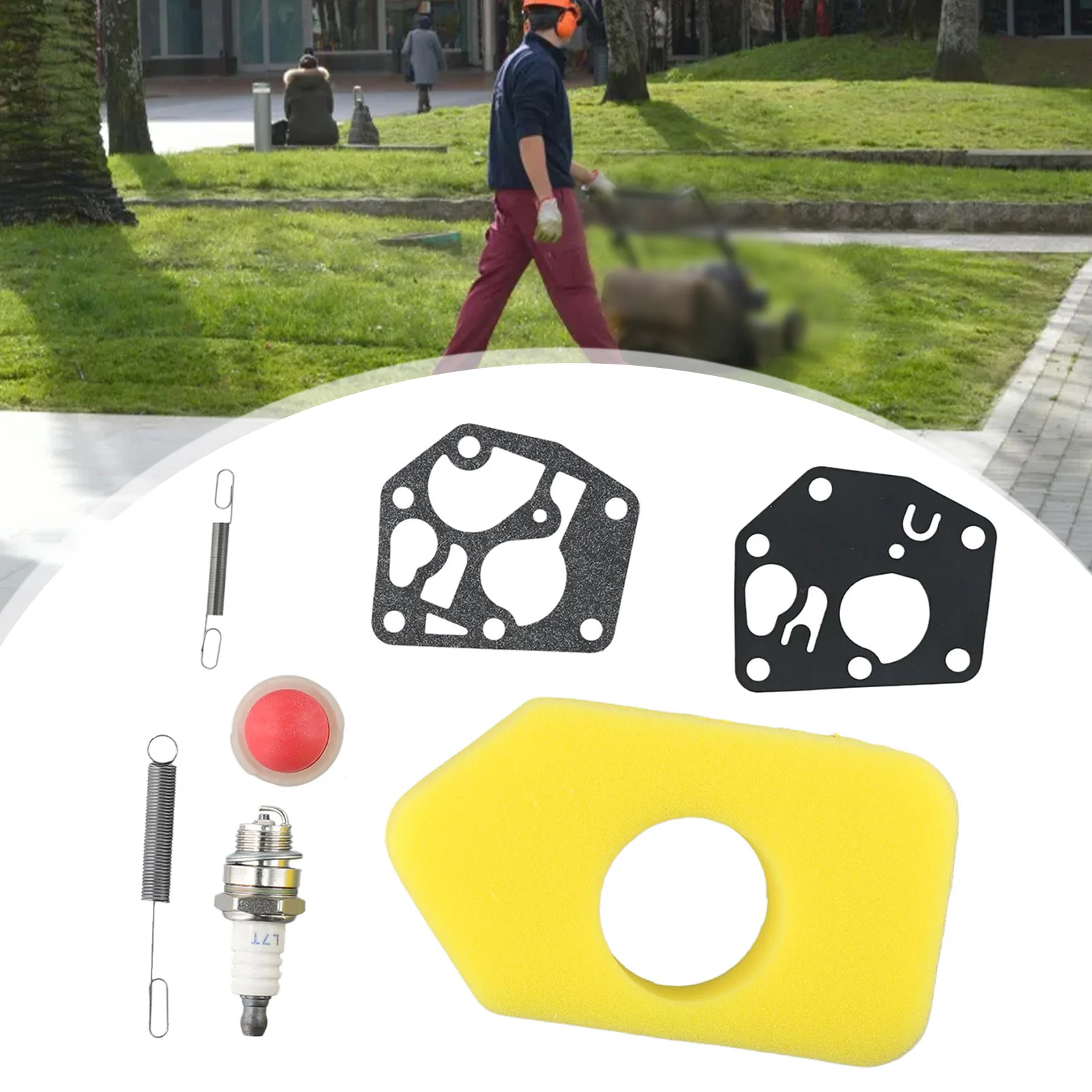 Lawn Mower Engine Repair Kit 7pcs Set with Air Filter Governor Springs Bulb for 3 4hp Models 698369 694394 4178