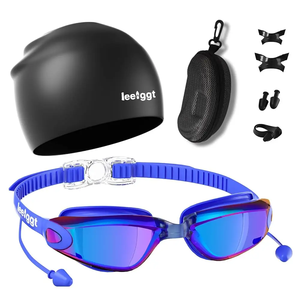 

Очки для плавания + шапочка для плавания, защита от протечек, запотевания и ультрафиолета, полная защита для плавания, для взрослых мужчин, женщин и молодежи (6 в 1)