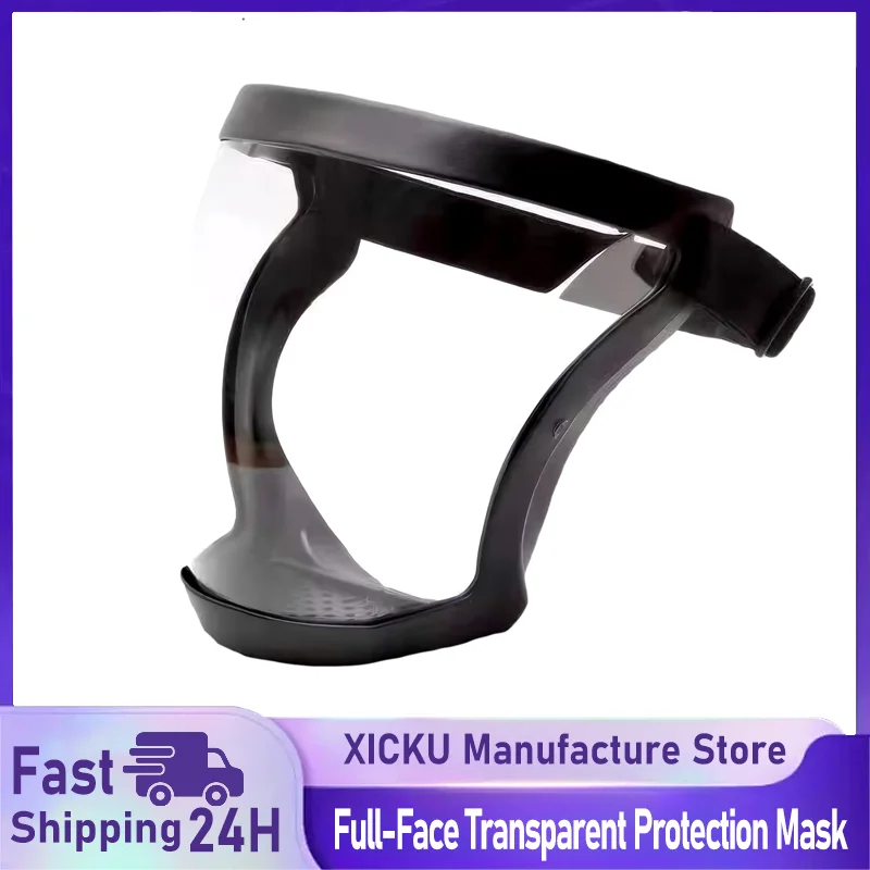 

Full-Face Transparent Protection Mask with Adjustable Buckle - Reusable and Heat-Resistant Facial Shield for Safety in Work, Out