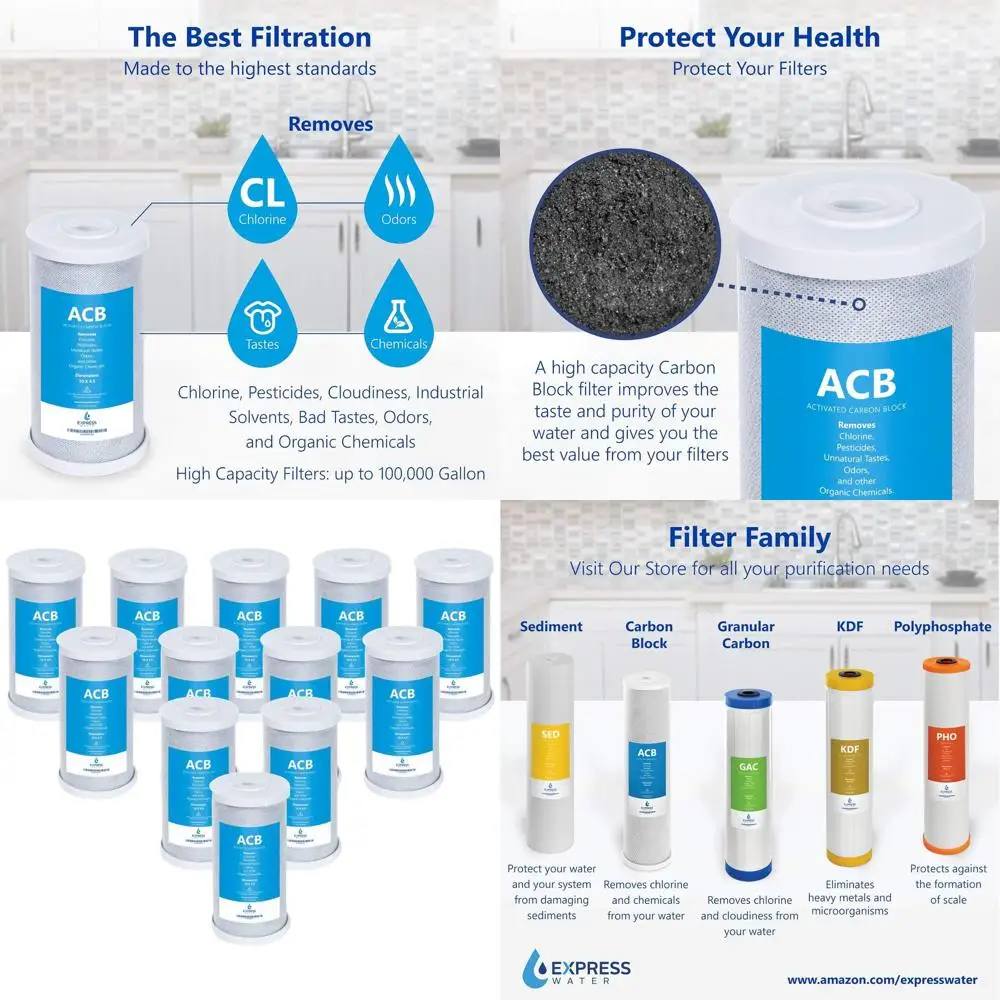 

Сменный угольный блок-фильтр для всего дома, 5 микрон, 4,5 x 10 дюймов