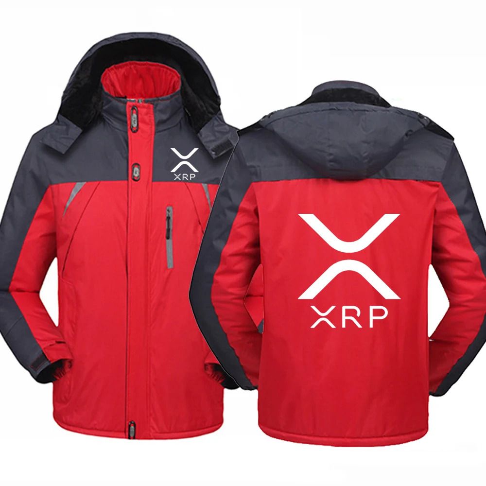 2025 Cryptocurrency Ripple XRP Winter Jacket Men's New Printing Windproof Waterproof Thicken Windbreaker Outdoor Clothes Tops