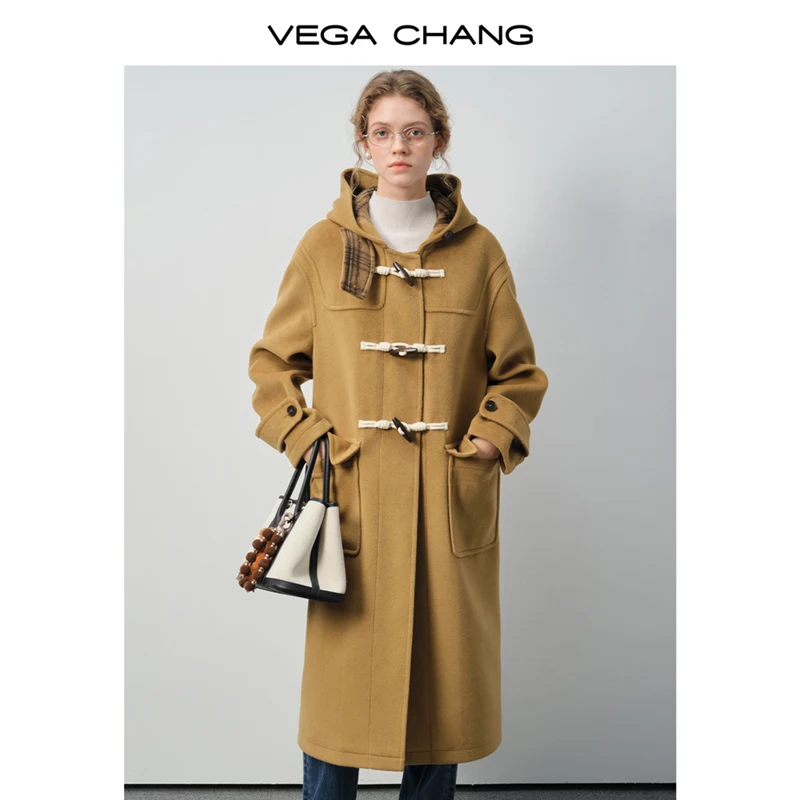

Vega Chang New Winter Women's Woolen Outwear with Horn Buttons and Retro Outwear