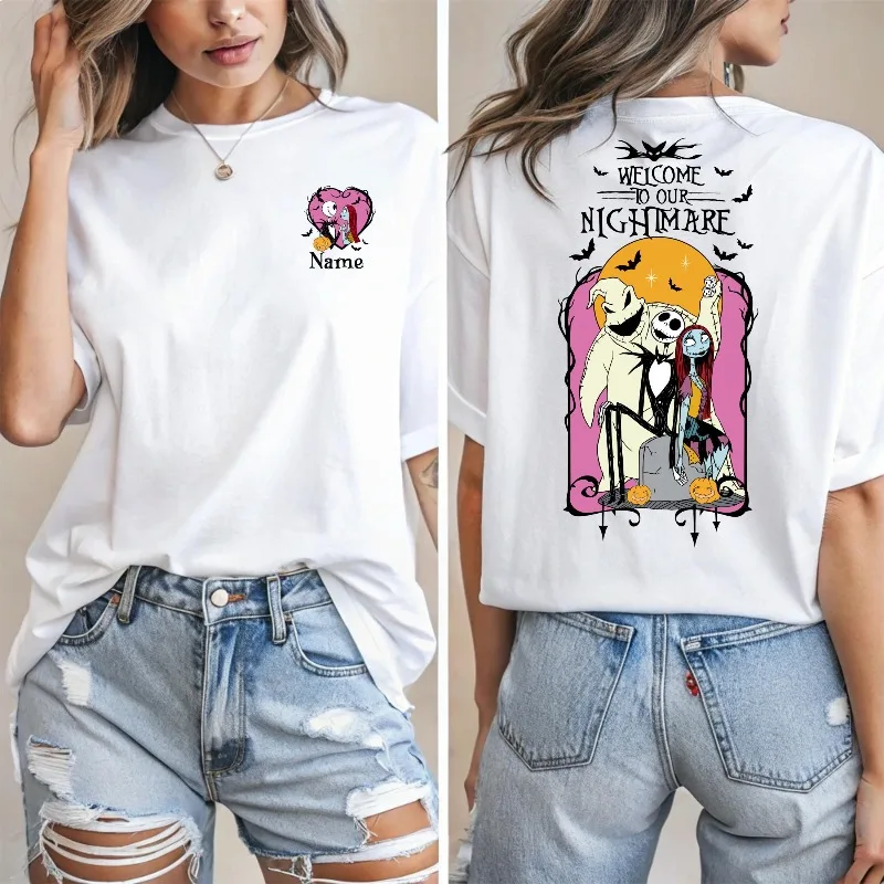 

Рубашка «Кошмар Хэллоуин», футболка «Дисней» на Хэллоуин, повседневная модная футболка унисекс из чистого хлопка Four Seasons