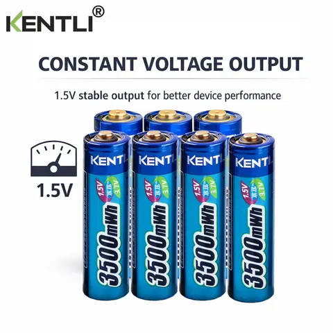 Rechargeable 1.5V AA Lithium Battery 3000mWh KENTLI