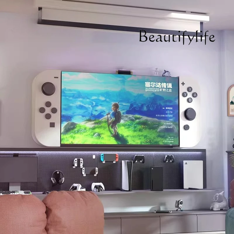 TV background wall hanging cabinet game console e-sports room bedroom living room wall hanging creative TV cabinet designer