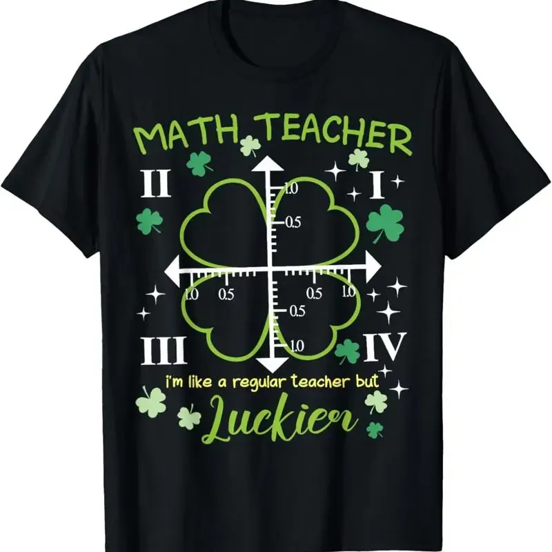 Lustiges T-Shirt zum Patricks Day für Mathematiklehrer mit vierblättrigem Kleeblatt
