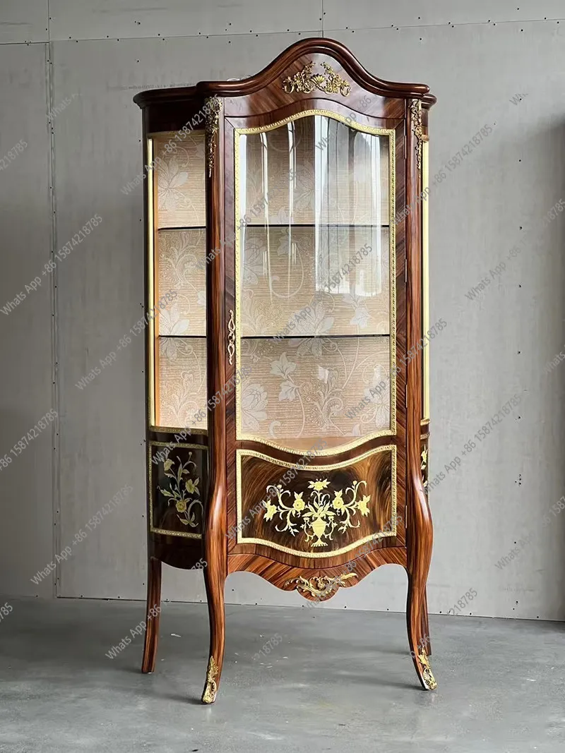 European solid wood hand-carved wine cabinet partition cabinet villa living room multi-functional luxury display cabinet