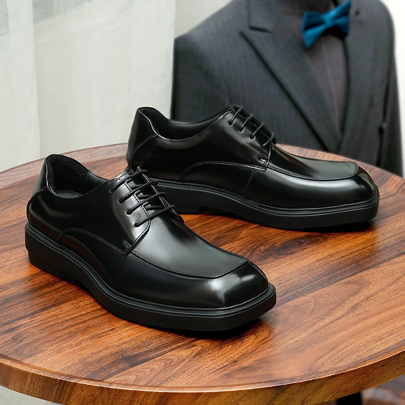 

Men's Genuine Leather Vintage High Quality Shoes Luxury Classic Formal Dress Elegant Gentleman Italian Black Natural Cowhide