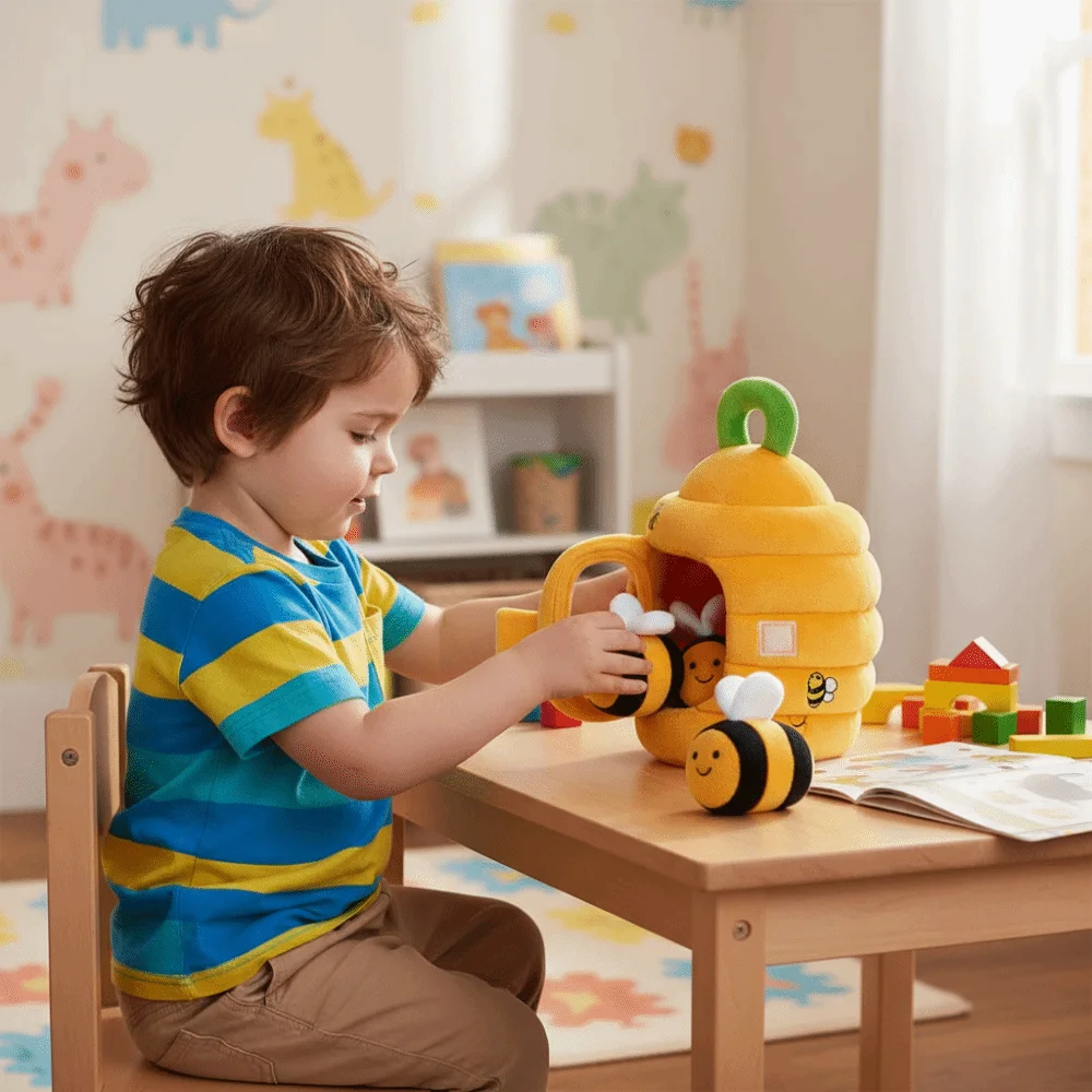 Cartoon Animals House Bee Fluffy Cute Simulated Farm Set Kawaii Soft Bees Build Their Hives Room Decoration