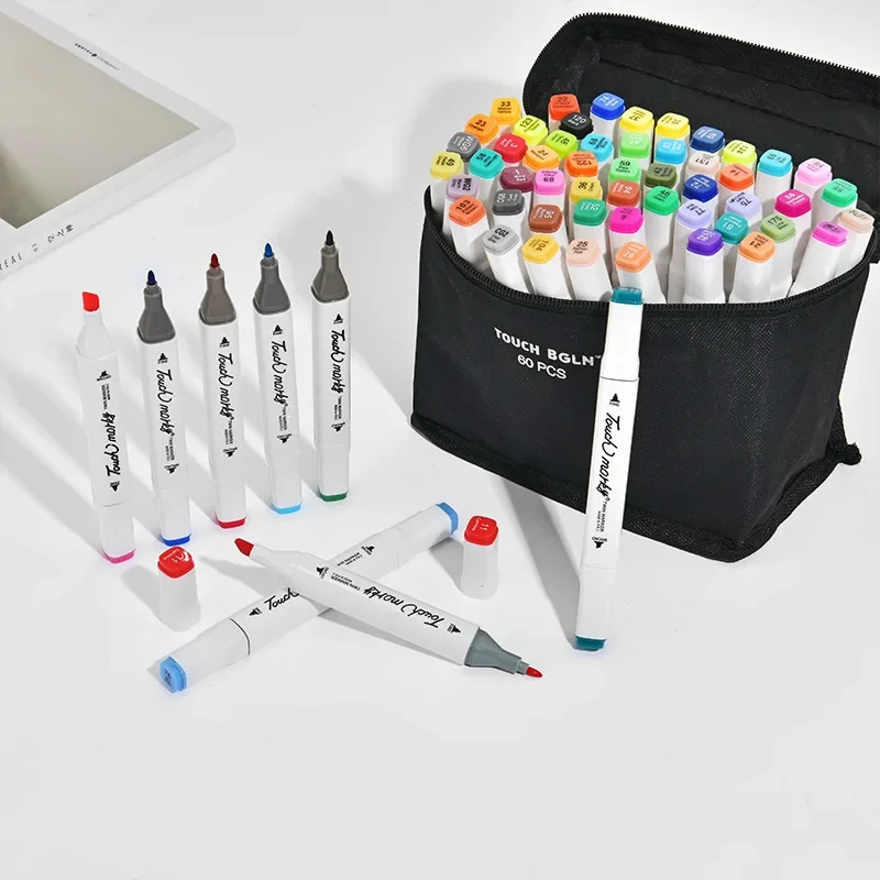 Fettige Alkohol Marker 24/48/80 Farbe Doppel Kopf Malerei Stift Student Kunst Creation Kunst Liefert Set kinder Geschenk