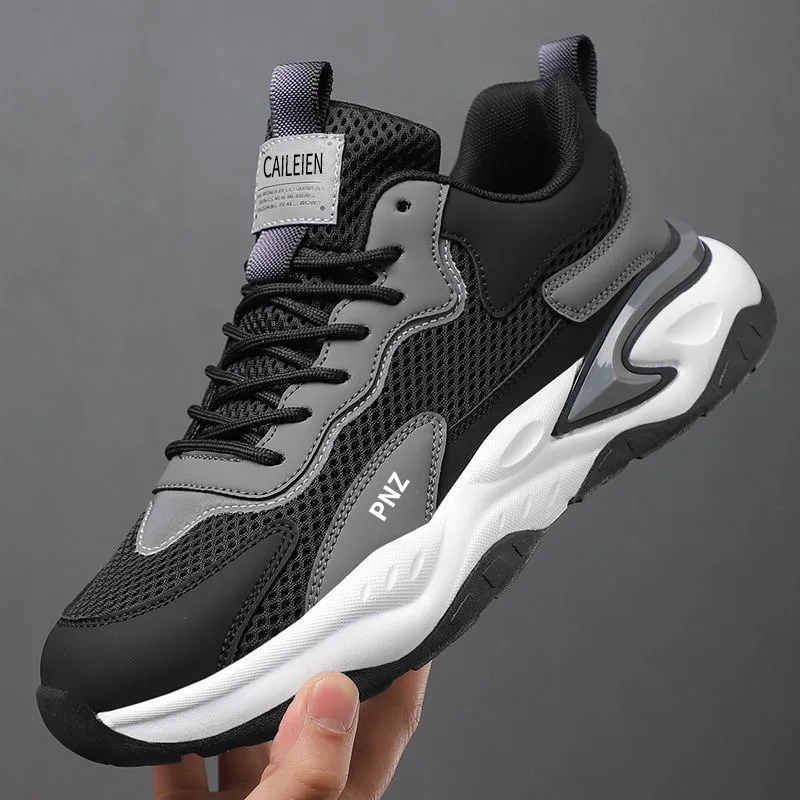 Summer Men's Breathable Running Sneakers Platform Mesh Anti-odor Men Tennis Sports Shoes Trend Student Non Slip Skateboard Shoes