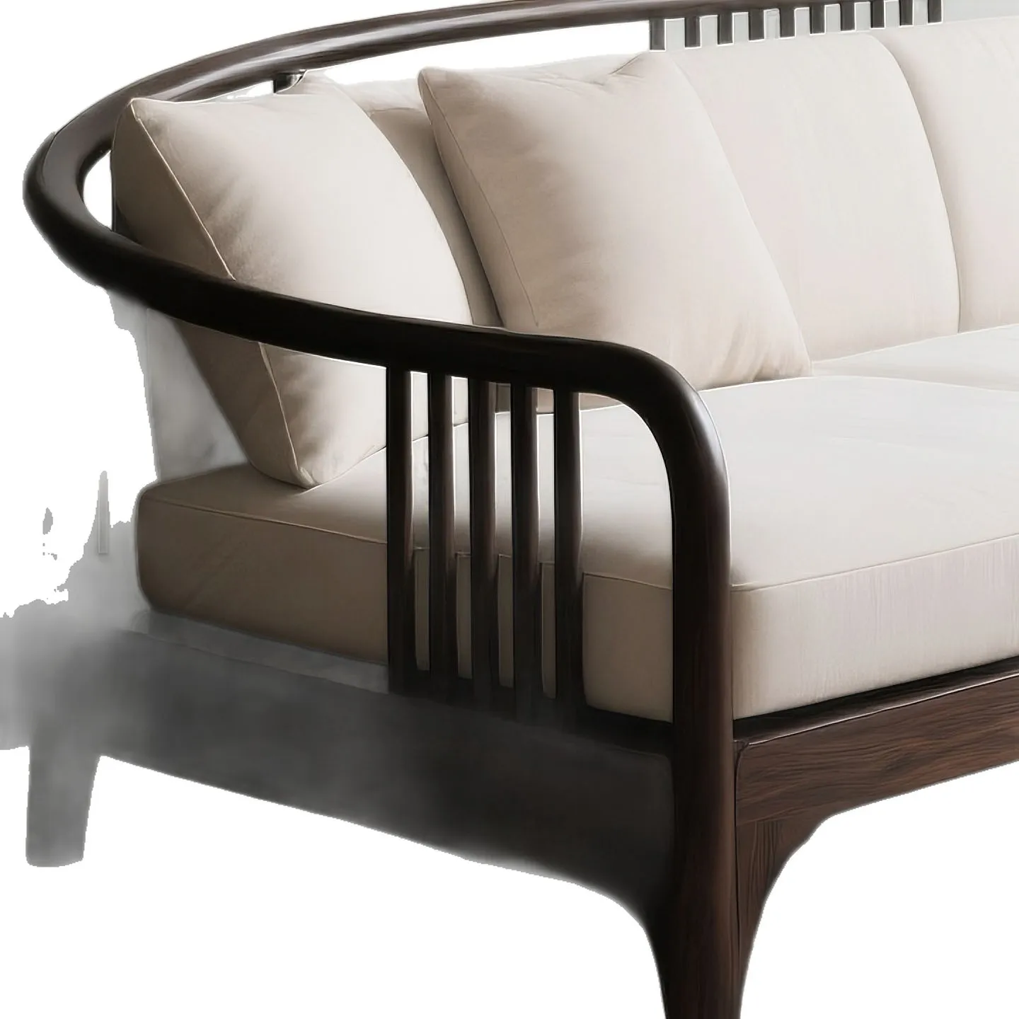 

New Chinese ebony sofa fabric solid wood simple modern large apartment large flat villa living room furniture