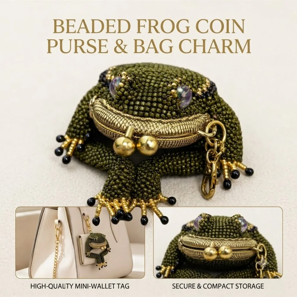 Porte-monnaie grenouille mignon perlé, mini pochette à fermoir, porte-clés, sac à anneaux, rangement pour écouteurs, breloque décorative, cadeau, dropshipping