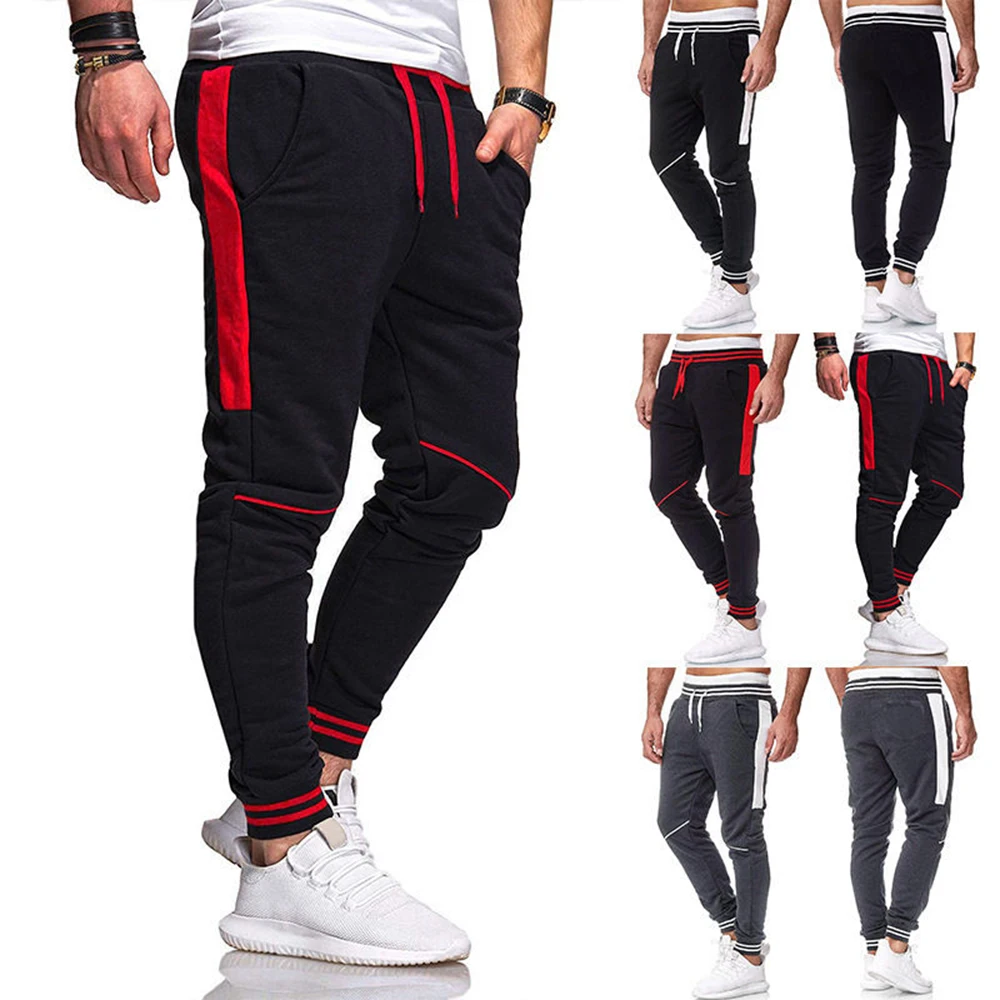 Tether Belt Casual Pants Men's Sweatpants Invisible Open Crotch Outdoor Sex Running Fitness Basketball Trousers Fashion Splicing