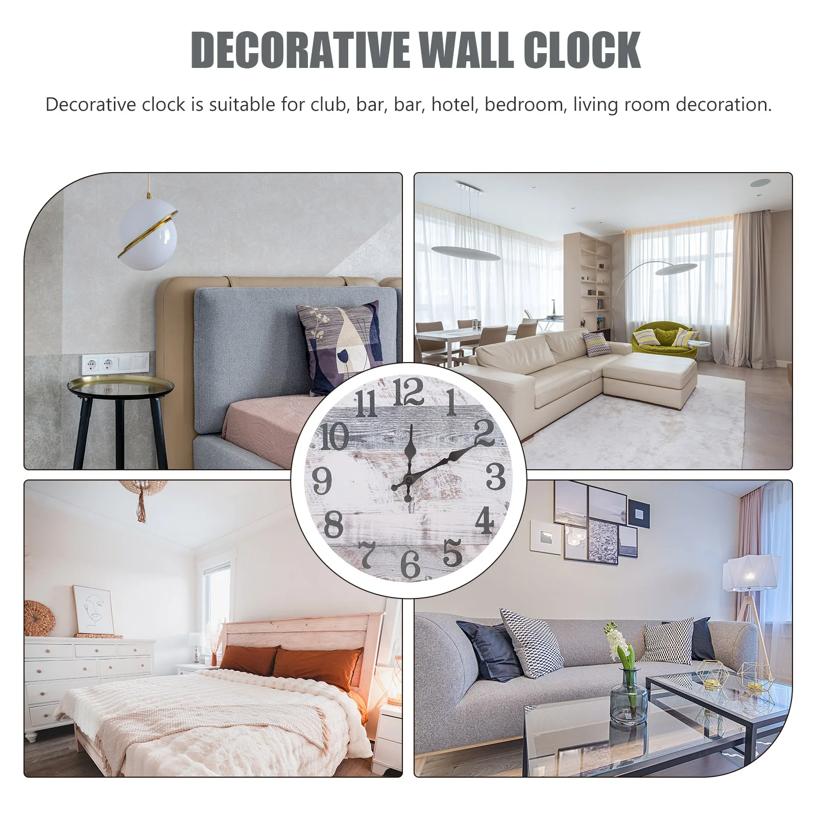 

Round Wooden Wall Hanging Clock Creative Mute Silent Movement Home Living Room Decorative Wall Clock Stylish Ornament